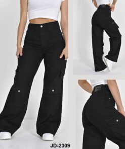 JD-2309 JEAN DIWAY WIDE LEG CARGO NEGRO
